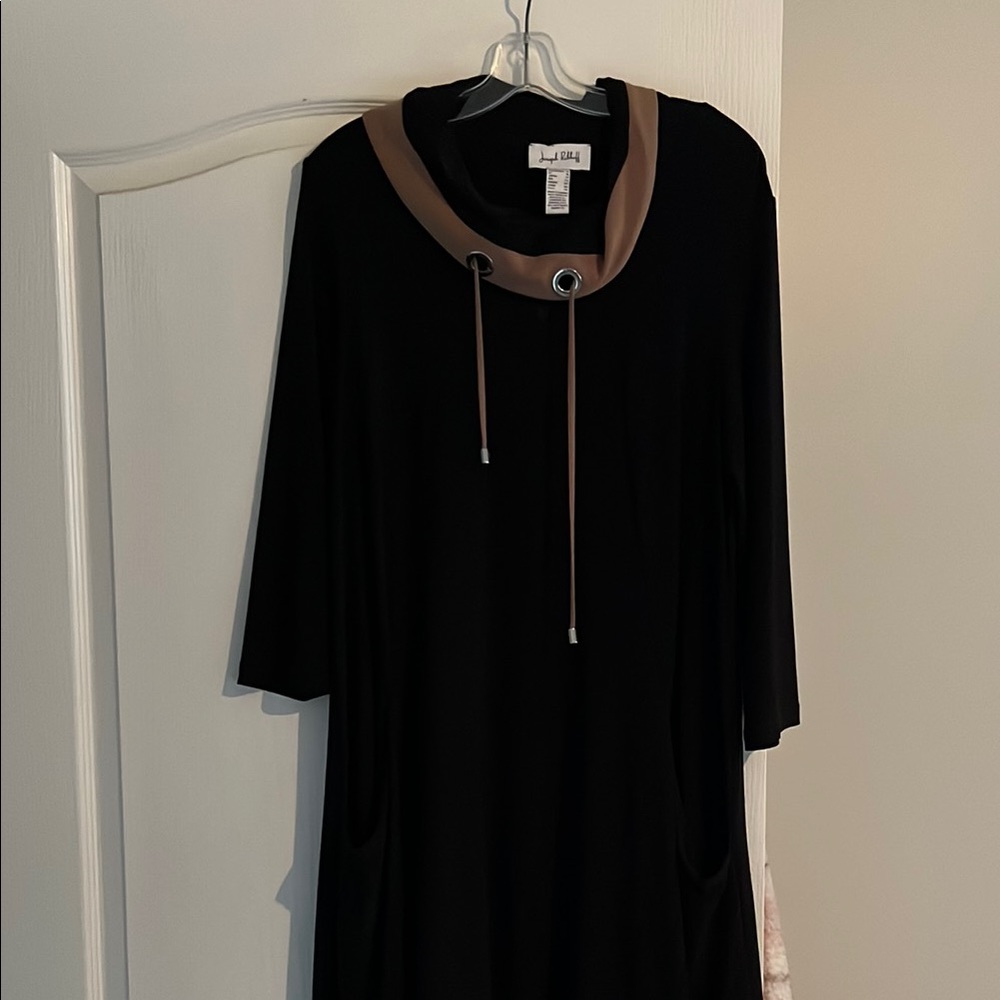 Black Dress with Tan Collar